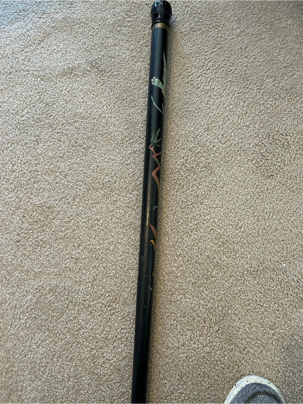Black Decorative Walking Stick with Gold Accents